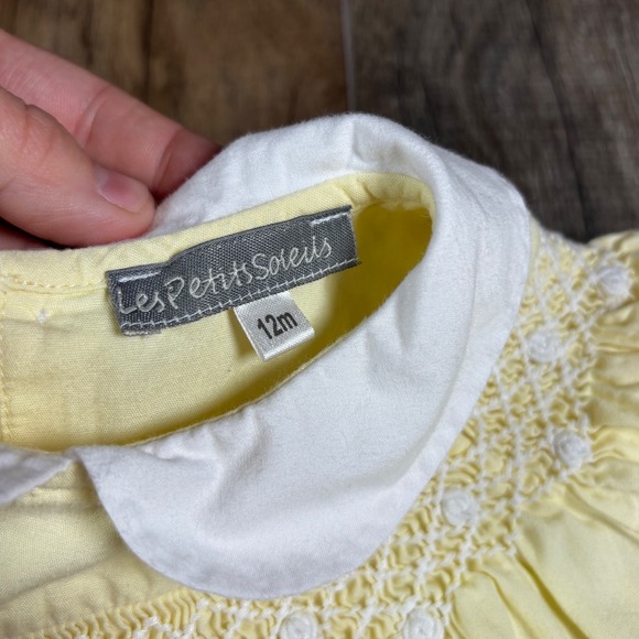 Les Petits Soleis Yellow Smocked Dress Baby Girl 12 Months Cotton, Preppy, Smock - Picture 4 of 7